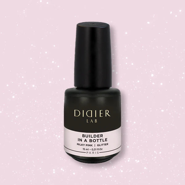 Stavební Gel v Lahvičce "Didier Lab" Milky Pink Glitter, 15ml